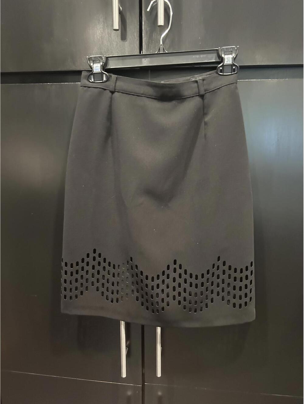 Stylish Black Skirt with Laser Cut Design by Donizetti